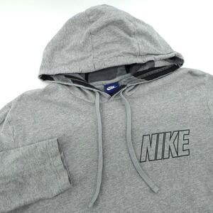 Nike‎ Mens Long Sleeve Pullover Hoodie Gray Camo Graphic Back Print Size L